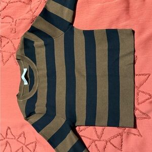 Zara Black and Brown Sweater Crew Neck Knit - Cropped